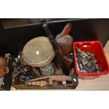 20th Century African figures, mask, drum and vase etc