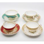 Eight early Derby including Duesbury and Bloor, various part tea cups and saucers, from Bridge