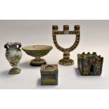 19th Century Quimper, along with 19th Century Italian sauce pot, inkwell, candle holder and