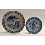 Two early 18th Century Chinese export plates, blue and white