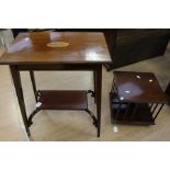 A 19th century mahogany hall table; another revolving bookcase (2)