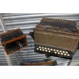 Hohner Double Ray Black Dot Accordion, plus small squeezebox marked Solo Accordino, La Petite,