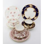 Six various Royal Crown Derby trios, comprising cup, saucer and side plate, various designed