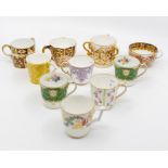 A collection of ten mid to late 19th Century Derby and Royal Crown Derby cups