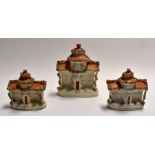 A garniture of pastille burners, mid 19th Century, possibly Staffordshire. (3)