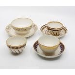 Four late 18th Century Derby tea bowls and three saucers
