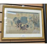 A pair of framed and glazed Hiroshige prints, the larger approx. 36cm x 23cm, and the smaller,