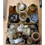 Collection of 20th Century stone ware pots, early 20th Century vases, ink wells and jugs (Q)