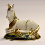 A Royal Crown Derby 'Unicorn', specially designed to celebrate the New Millennium by Louise Adams,