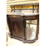 A 19th Century type lacquered mirrored back credenza.