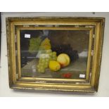 19th Century English School still life of fruit, unsigned, along with still life of flowers