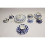 A collection of Crown Derby and Royal Crown Derby blue and white tea wares, including muffin dish