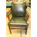 A 19th Century style mahogany and leather seated library chair.