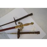 Two French Fencing Foils with 75cm & 78cm long blades. Along with a decorative Spanish wall hanger