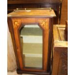 An early 20th Century mahogany china cabinet, brass gallery on a rectangular top, above a single
