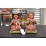 Two Chinese nodding figures, 19th Century, painted metal