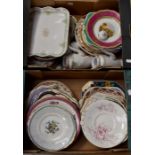 A large collection of china fruit/cake plates, cabinet plates including 19th Century W Adam & Sons