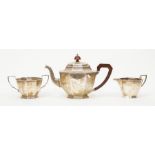 A George V silver three piece tea service, octagonal, 1935, total gross weight approx. 28ozt