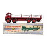 Dinky: A boxed Dinky Supertoys, Foden Flat Truck with Chains, 905, maroon, blue and white striped