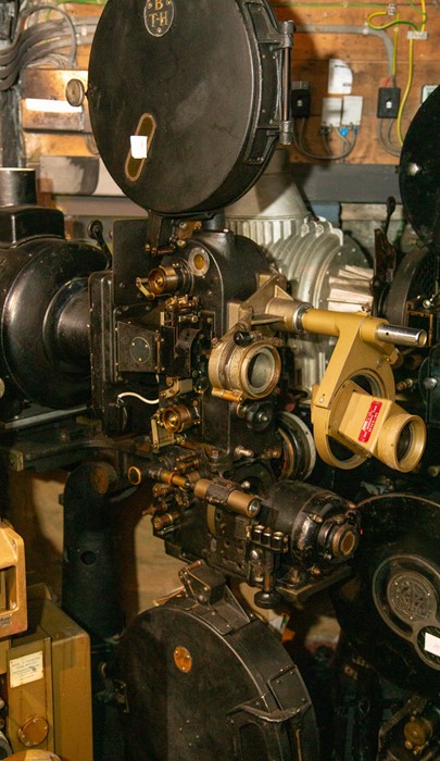 A BTH 35mm movie projector mechanism and stand. Magnetic coupled sound head, BTH arc type B Please