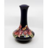 Moorcroft Orchid pattern lamp base, squat body with long slender neck, circa 1948, signed and marked