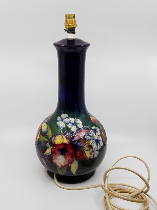 Moorcroft Orchid pattern table lamp circa 1940, signed and marked to the base, approx 44 cms tall - Image 2 of 3