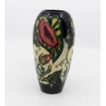 Moorcroft Convolvulus pattern slender ovoid from vase circa 1998, signed and marked to base,