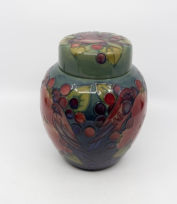 Moorcroft Finches Blue ginger jar, designed by Sally Tuffin, special edition, marked and signed to - Image 2 of 3