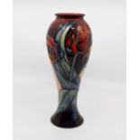 Moorcroft Red Tulip pattern inverted baluster form vase, circa 1989, signed and marked to the