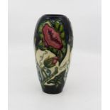 Moorcroft Convolvulus pattern slender ovoid form vase, circa 1998, signed and marked to base, approx