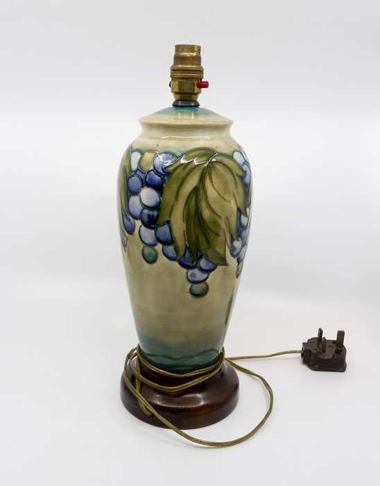 Moorcroft rare Leaf and Berry, celadon colourway,lamp base, approx 37 cms including fittings - Image 2 of 3