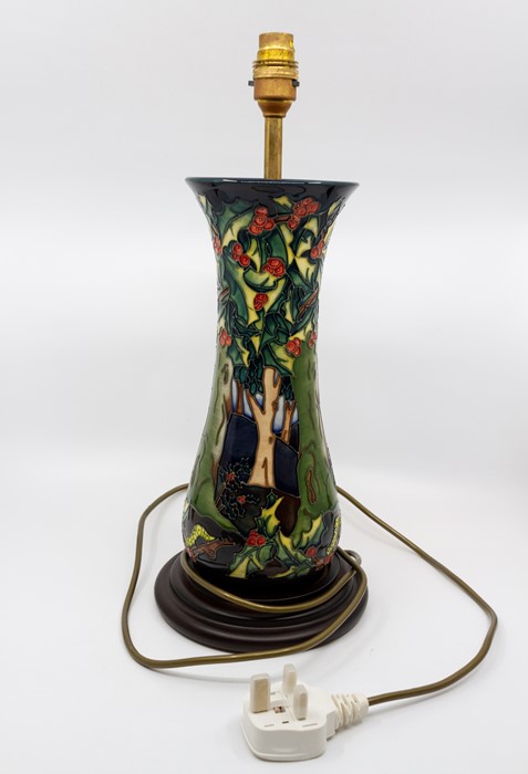 Moorcroft Holly Hatch pattern table lamp, approx 44 cms tall including fittings, numbered to base - Image 2 of 3