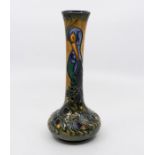 Moorcroft Phoenix pattern club shaped vase, approx, 21 cms tall, signed by Rachel Bishop,