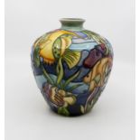 Moorcroft Martinique pattern globular shaped vase decorated with Angel fish swimming amongst seaweed