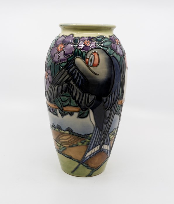 Moorcroft Swallow pattern ovoid shaped vase, limited edition 318/500 circa 1997, signed, dated and - Image 2 of 3