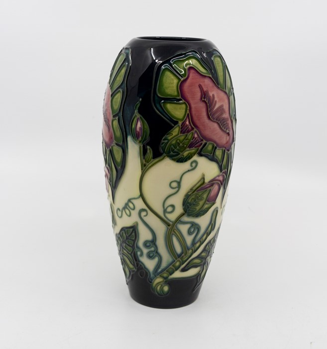Moorcroft Convolvulus pattern slender ovoid form vase, circa 1998, signed and marked to base, approx - Image 2 of 3