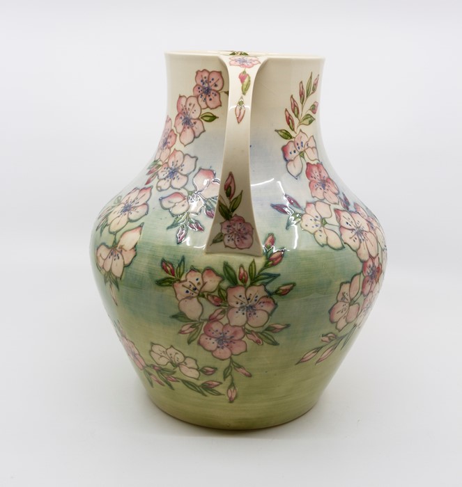 Moorcroft Spring Blossom pattern, two handled amphora form vase, signed and marked to base, circa - Image 4 of 5