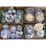 An extensive collection of blue & white earthenware including Copeland Spode "Italian" part dinner