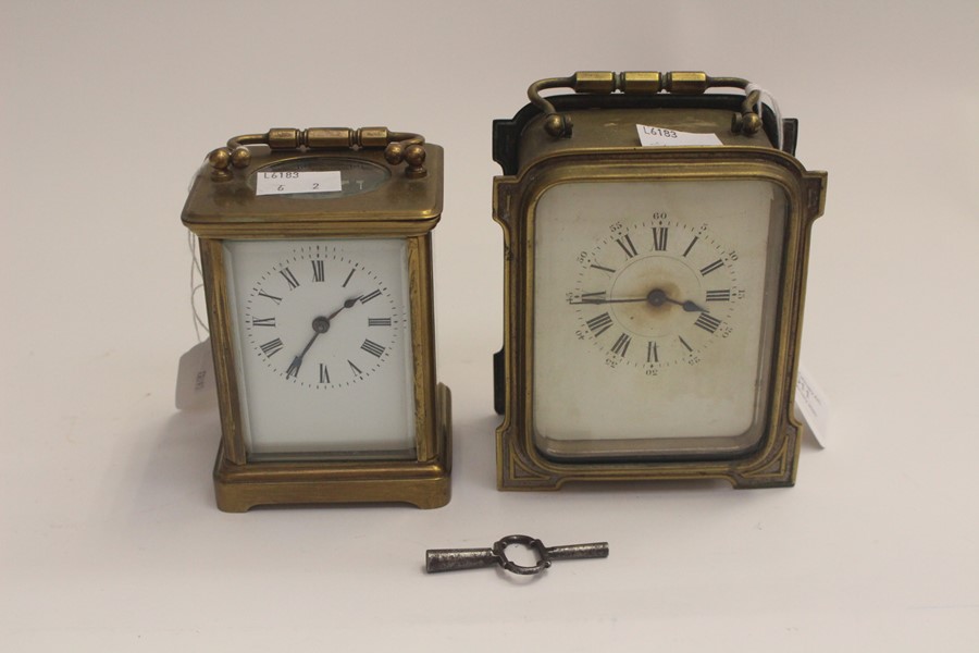 Two early 20th Century carriage clocks, brass Condtion: Both appear in working order. No signs of