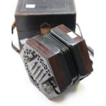 A 48 key English Concertina labelled Wheatstone and Co, serial number 22481. Four fold bellows.