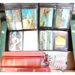 A collection of vintage to modern postcards in albums together with reference book: A History of