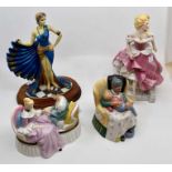 Two Royal Doulton figures heart to heart, Sweet Dreams and two other lady figures Condition: No