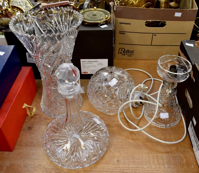 A 20th Century glass decanter; others (4)