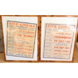 A pair of framed Ritz Cinema Posters. Each measures 56cm x 44cm. Framed.