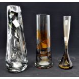 Three Whitefriars vases mid to late 20th Century each different designs Condition: Middle Vase: