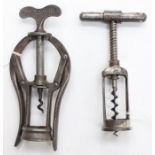 A 19th century corkscrew, James Heely & Sons 6006; and another unmarked (2)