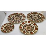 Two Royal Crown Derby 1128 dinner plates (one second); an 1128 pattern side plate and a small