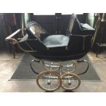 Silver Cross Twin Dolls Pram 1960/70, navy hoods and cover, including bedding. Good original