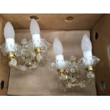 A pair of crystal wall lights sconces, with Bohemian Crystal label
