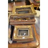 A large collection of small 19th Century Gesso-edged frames in various states of repair